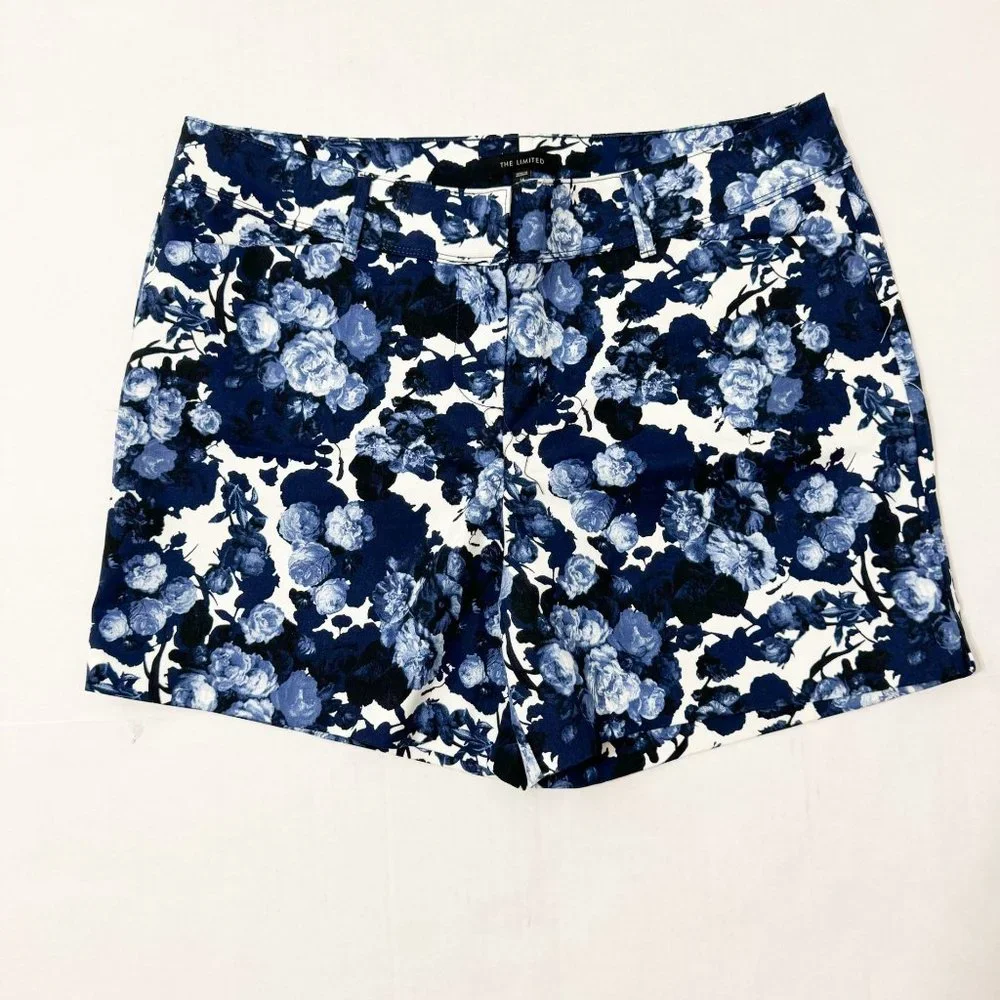 The Limited NWOT Sz 14 Blue Multi Flat Front Short